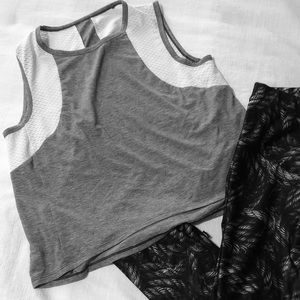 Lucy gray cotton mesh detail tank